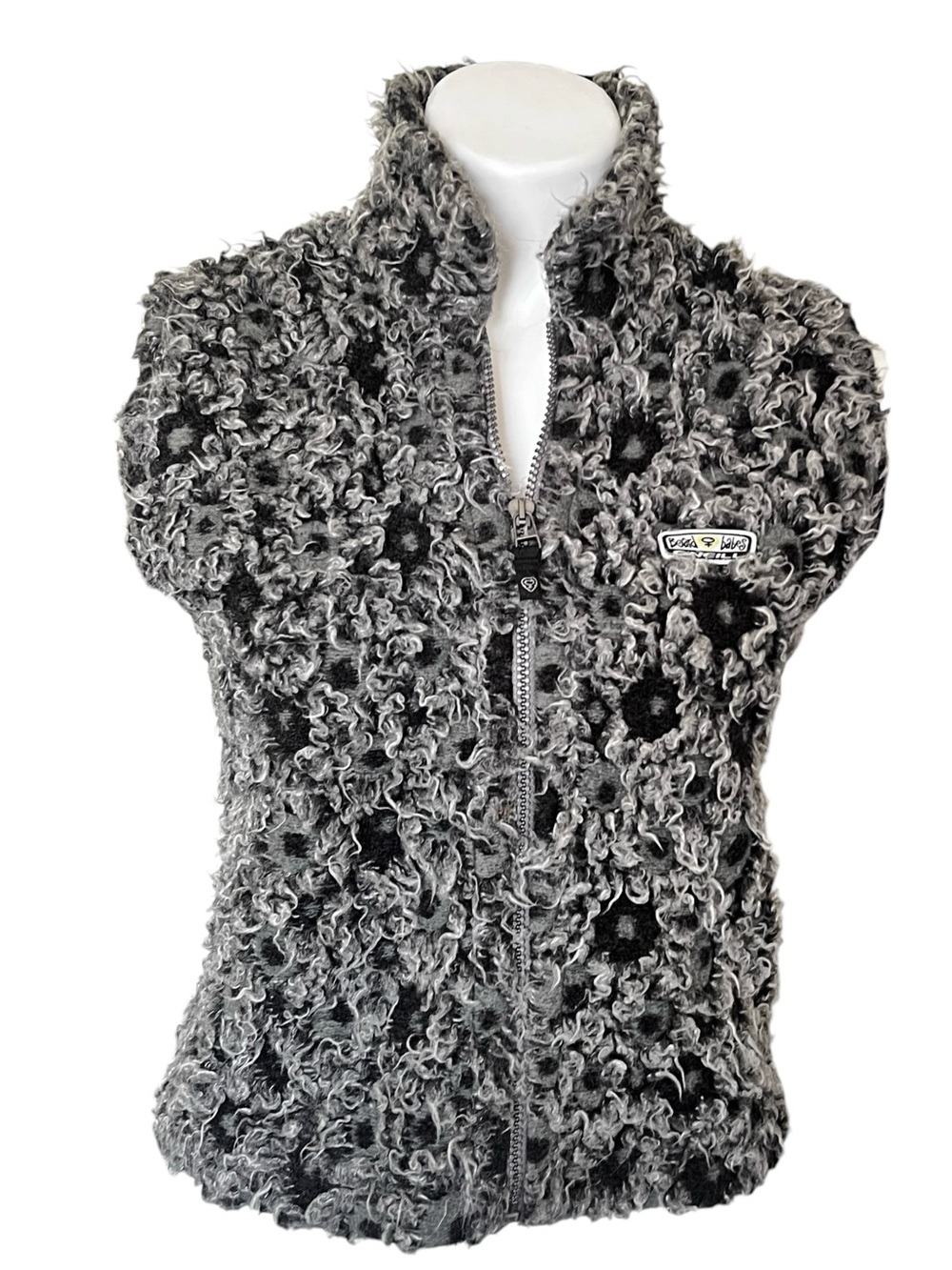Vintage O'Neill Board Babes Y2K curly fleece vest abstract leopard print size